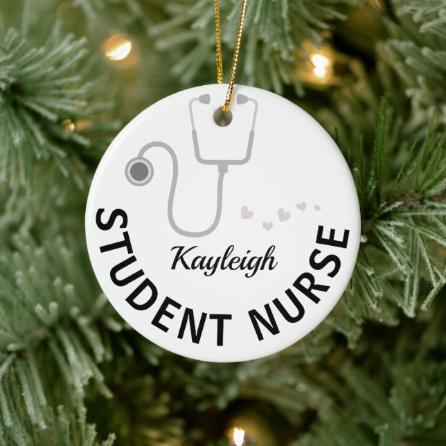 Personalized Student Nurse- stethoscope Ceramic Ornament (Tree)