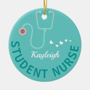 Personalized Student Nurse- stethoscope Ceramic Ornament