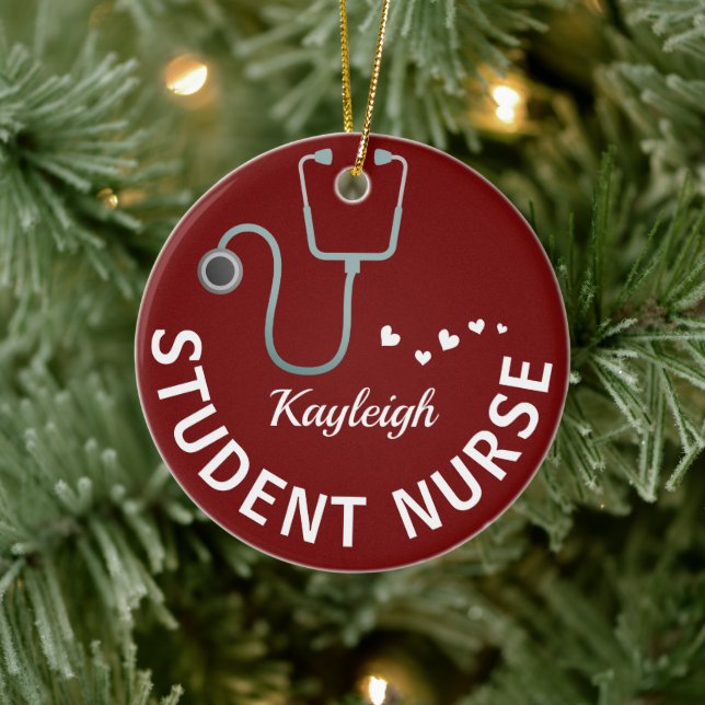 Personalized Student Nurse- stethoscope Ceramic Ornament (Tree)