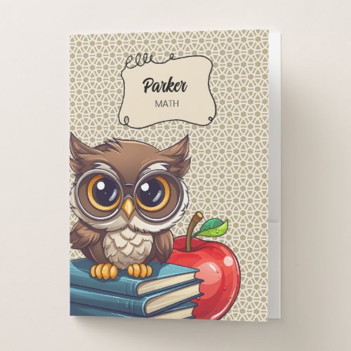 Personalized Student Owl School  Pocket Folder