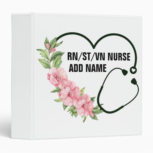 Personalized Student_Registered_Veteran Nurse Name 3 Ring Binder