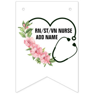 Personalized Student-Registered-Veteran Nurse Name Bunting Flags