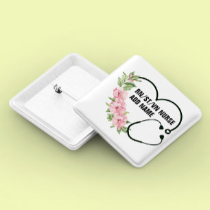 Personalized Student-Registered-Veteran Nurse Name Button