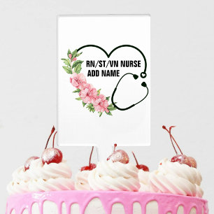 Personalized Student-Registered-Veteran Nurse Name Cake Topper