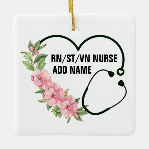 Personalized Student_Registered_Veteran Nurse Name Ceramic Ornament