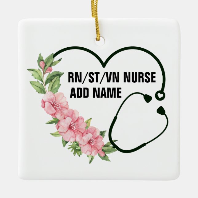 Personalized Student-Registered-Veteran Nurse Name Ceramic Ornament (Front)