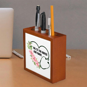 Personalized Student-Registered-Veteran Nurse Name Desk Organizer