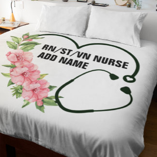 Personalized Student-Registered-Veteran Nurse Name Duvet Cover