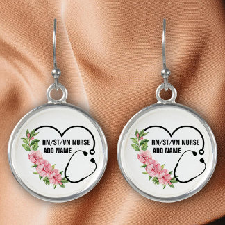 Personalized Student-Registered-Veteran Nurse Name Earrings
