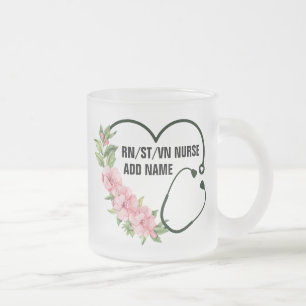 Personalized Student-Registered-Veteran Nurse Name Frosted Glass Coffee Mug