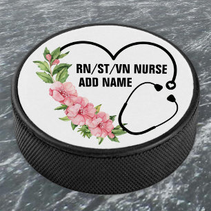 Personalized Student-Registered-Veteran Nurse Name Hockey Puck