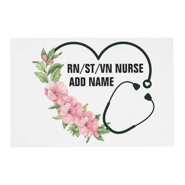 Personalized Student-Registered-Veteran Nurse Name Placemat (Front)