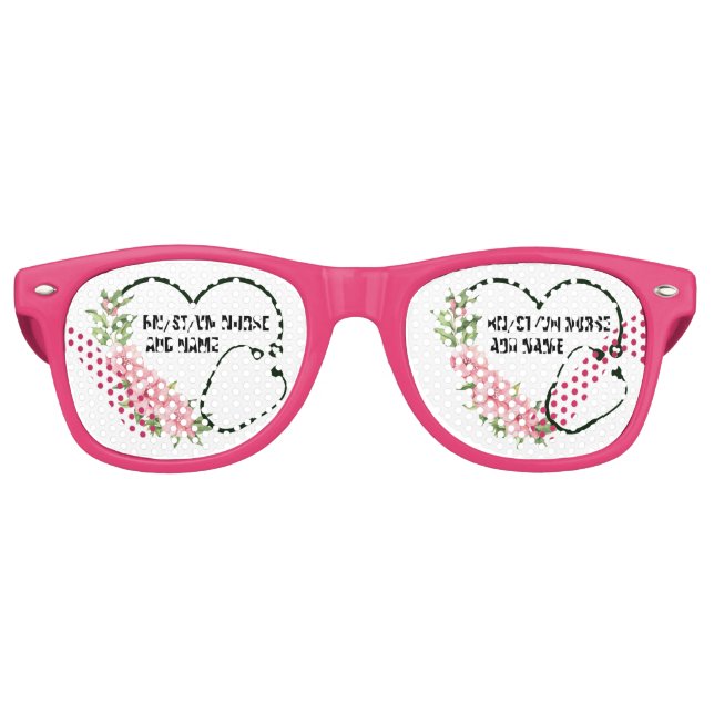 Personalized Student-Registered-Veteran Nurse Name Retro Sunglasses (Front)