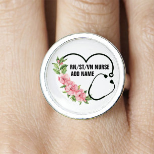 Personalized Student-Registered-Veteran Nurse Name Ring