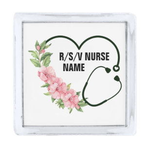 Personalized Student-Registered-Veteran Nurse Name Silver Finish Lapel Pin