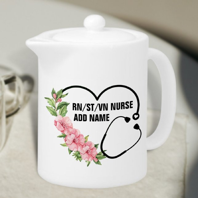 Personalized Student-Registered-Veteran Nurse Name Teapot (Creator Uploaded)