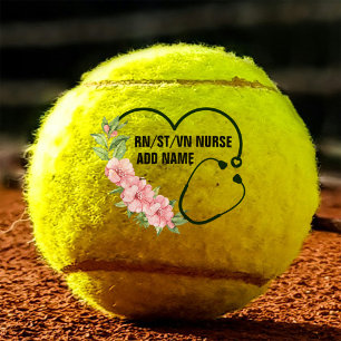 Personalized Student-Registered-Veteran Nurse Name Tennis Balls