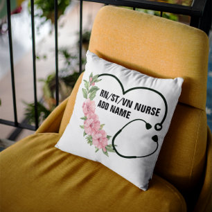 Personalized Student-Registered-Veteran Nurse Name Throw Pillow