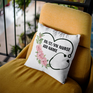 Personalized Student-Registered-Veteran Nurse Name Throw Pillow