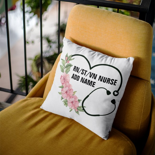 Personalized Student-Registered-Veteran Nurse Name Throw Pillow (Creator Uploaded)