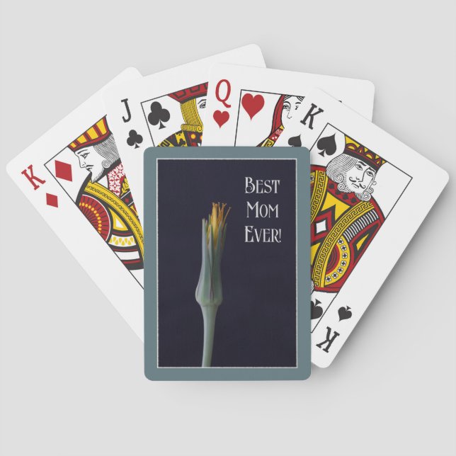 Personalized Stunning Flower Photo, Best Mom Ever Poker Cards (Back)