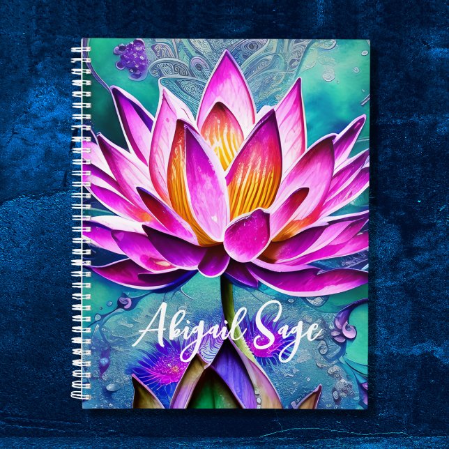 Personalized Stunning Pink Lotus Flower Portrait Planner (Creator Uploaded)