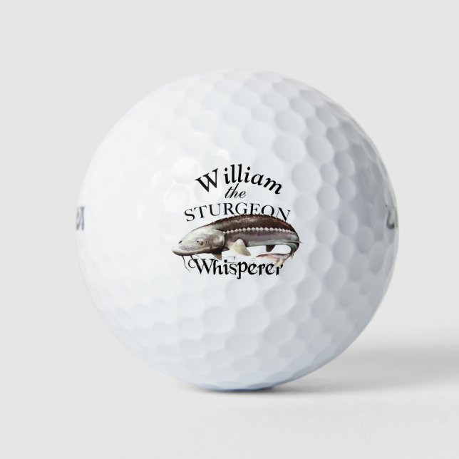 Personalized Sturgeon Whisperer Fisherman Golf Balls (Front)