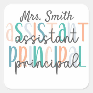 Personalized Stylish Assistant Principal Square Sticker
