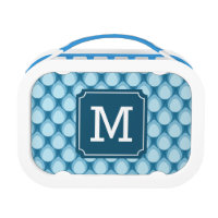 Personalized Stylish Blue Teardrop Monogram Lunch Box