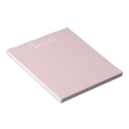 Personalized Stylish Calligraphy Name Blush Pink Notepad