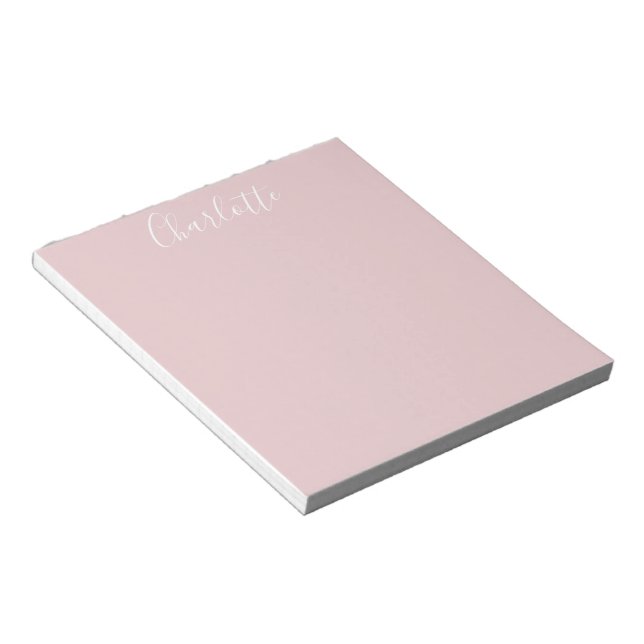 Personalized Stylish Calligraphy Name Blush Pink Notepad (Angled)