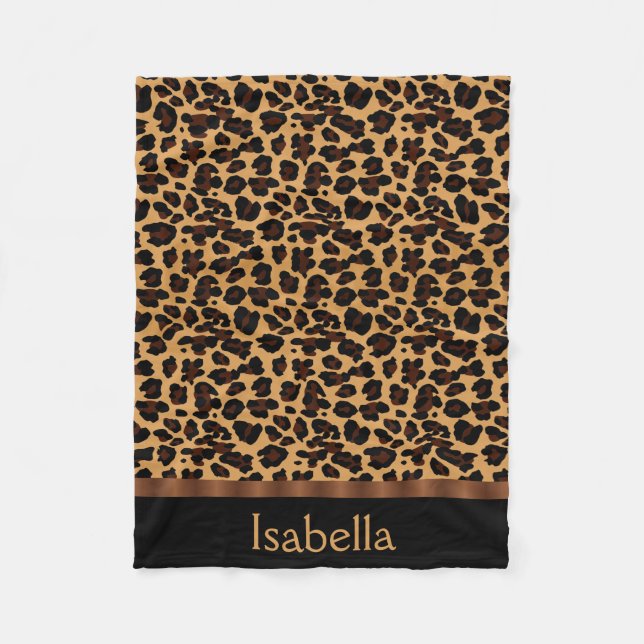 Personalized Stylish Chic Animal Leopard Print Fleece Blanket (Front)
