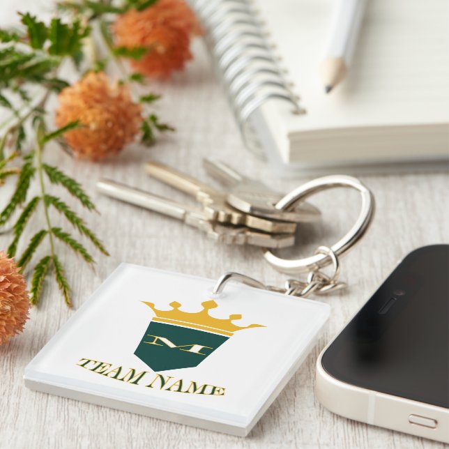 Personalized Stylish Custom Team Name Keychain (Front Right)