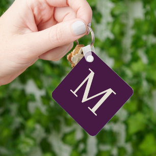 Personalized Stylish Dark Purpule Monogrammed Keychain