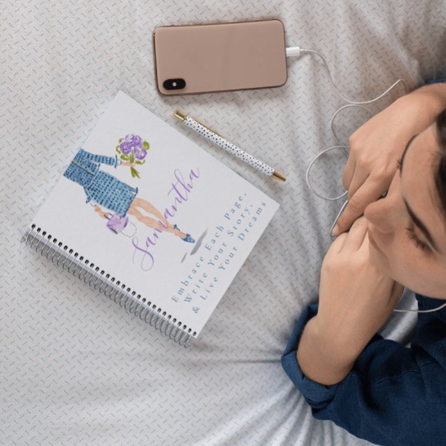 Personalized Stylish Fashion Woman Purple Flowers Notebook (Creator Uploaded)