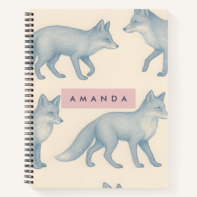 Personalized Stylish Fox Pattern Notebook (Front)
