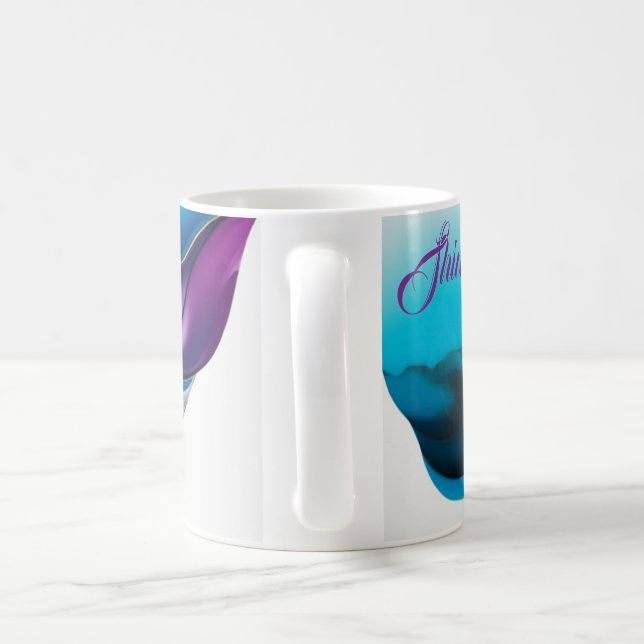 Personalized stylish in blue and gold coffee mug (Handle)