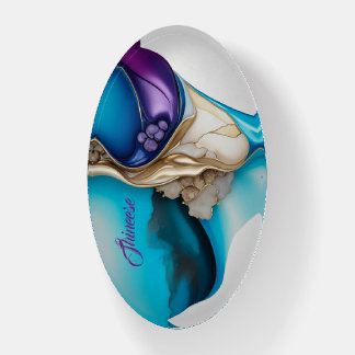 Personalized stylish in blue and gold paperweight