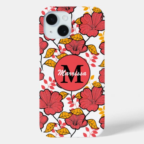 Personalized Stylish large print designer floral iPhone 15 Case