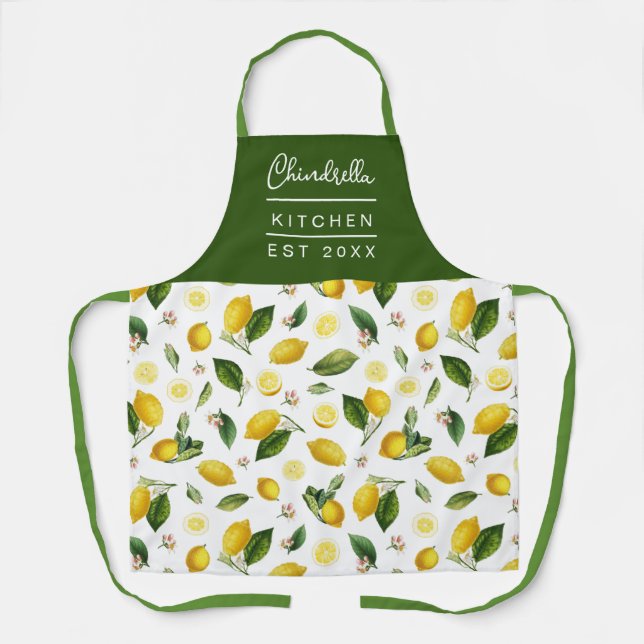 Personalized Stylish Lemon Pattern Apron (Front)