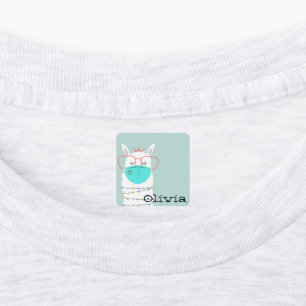 Personalized Stylish Llamas Wearing Masks Kids' Labels