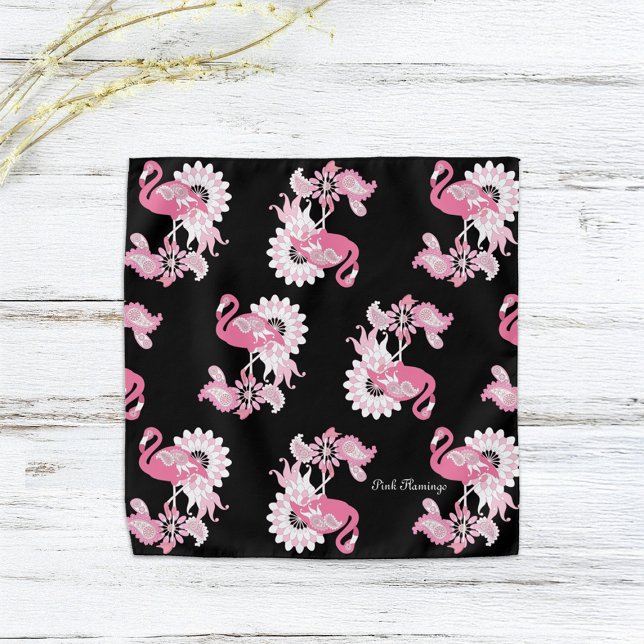 Personalized Stylish Modern Black Pink Flamingo Bandana (Creator Uploaded)