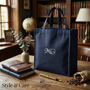 Personalized Stylish Monogram Embroidered Tote Bag