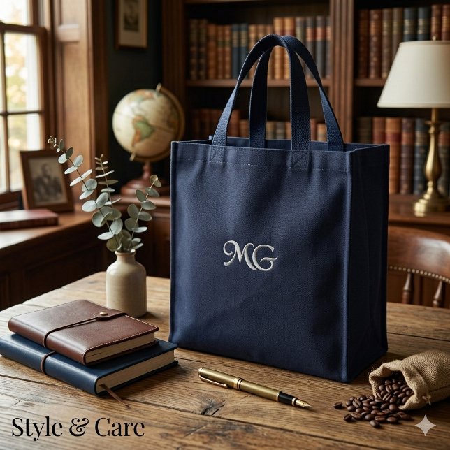 Personalized Stylish Monogram Embroidered Tote Bag (Personalized Stylish Monogram Embroidered Tote Bag)