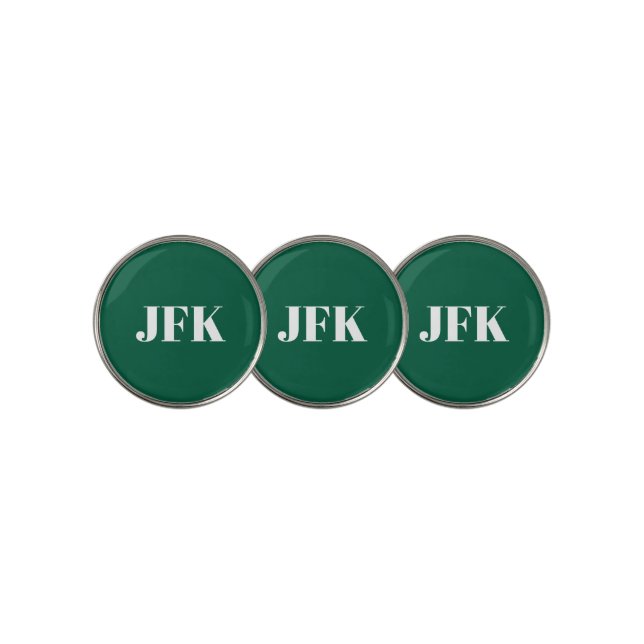 Personalized Stylish monogram green Golf Ball Marker (3 Up)