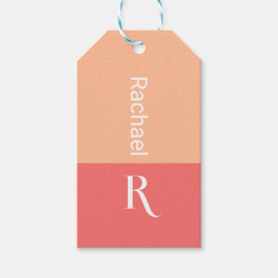 Personalized Stylish Monogram Name Peach Gift Tags