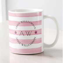 personalized stylish monogram pink stripes