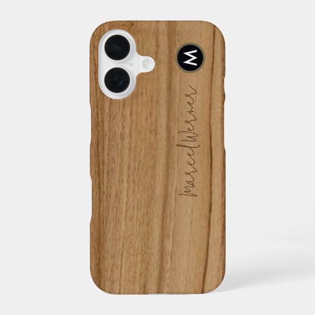 personalized stylish Monogram Rustic Wood Iphone Case (Back)