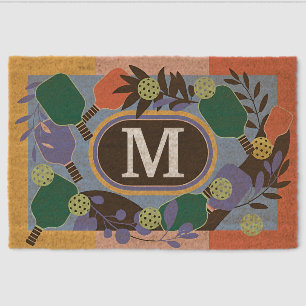 Personalized Stylish Oval Black Frame Team Doormat Fiber Doormat