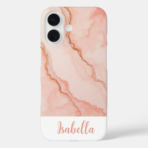 Personalized Stylish Pink Abstract Marble iPhone 16 Case